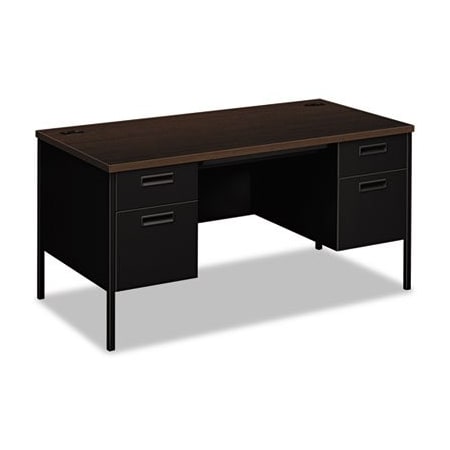Hon HON, METRO CLASSIC DOUBLE PEDESTAL DESK, 60W X 30D X 29.5H, MOCHA/BLACK P3262MOP